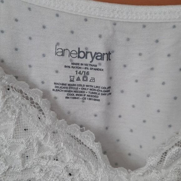 Lane Bryant VNeck Lace Trim Polka-dot Baby Doll Camisole Size 14/16 - Picture 2 of 3